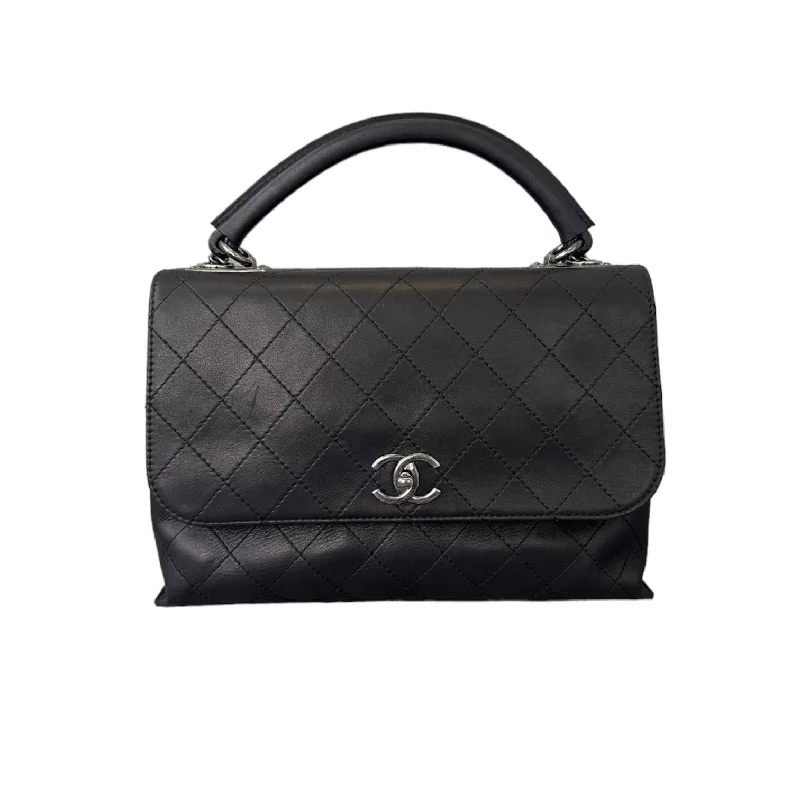 Calfskin Stitched Urban Luxury Top Handle Bag Black RHW