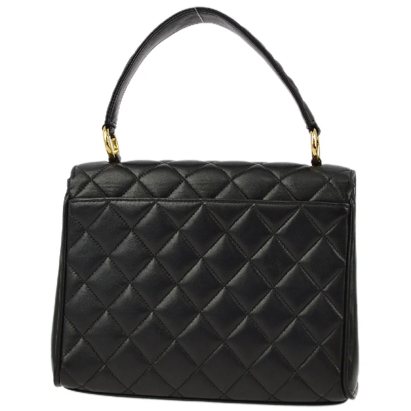 Chanel Black Lambskin Straight Flap Handbag