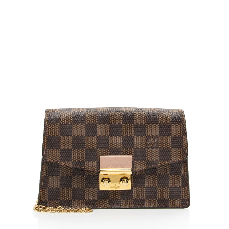 Louis Vuitton Damier Ebene Croisette Chain Wallet (SHF-IbUAlI)