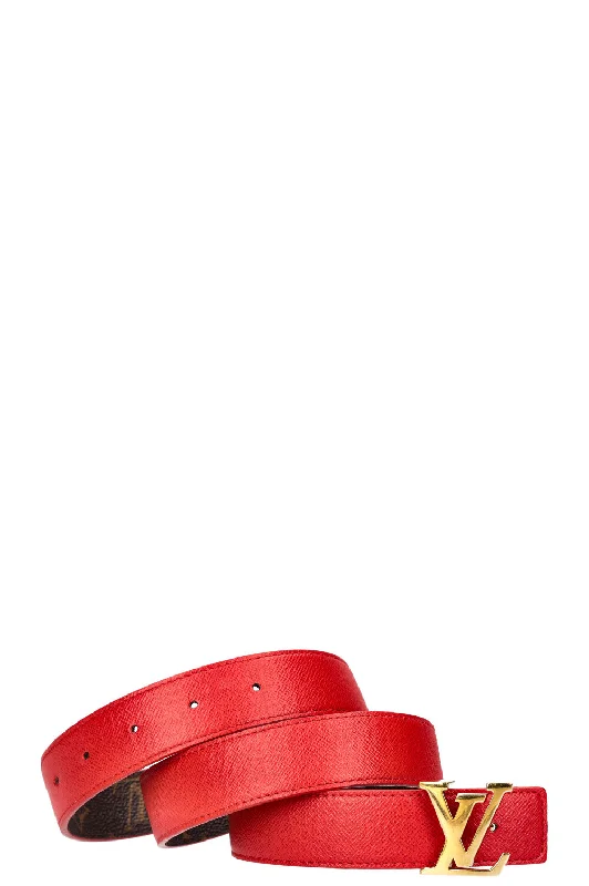 LOUIS VUITTON Initiales Reversible Belt MNG Red