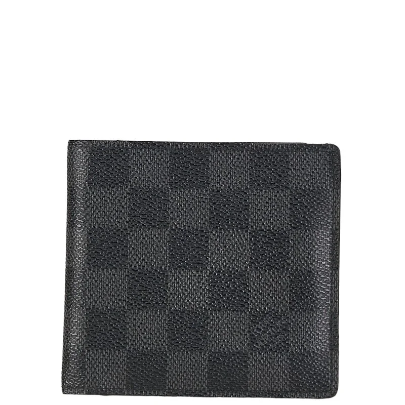 Louis Vuitton Damier Graphite Portefolio Marco Double Fold Wallet N62664 Black PVC Leather  Louis Vuitton