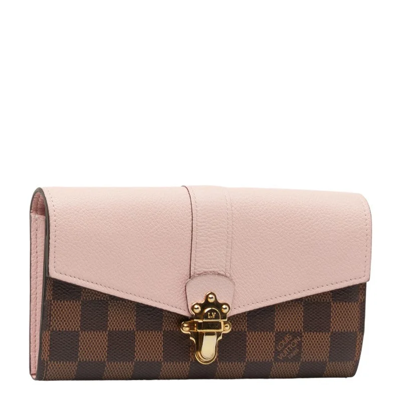 Louis Vuitton Damier Portefolio Clapton Long Wallet N64447 Magnolia Pink Brown PVC Leather  LOUIS VUITTON