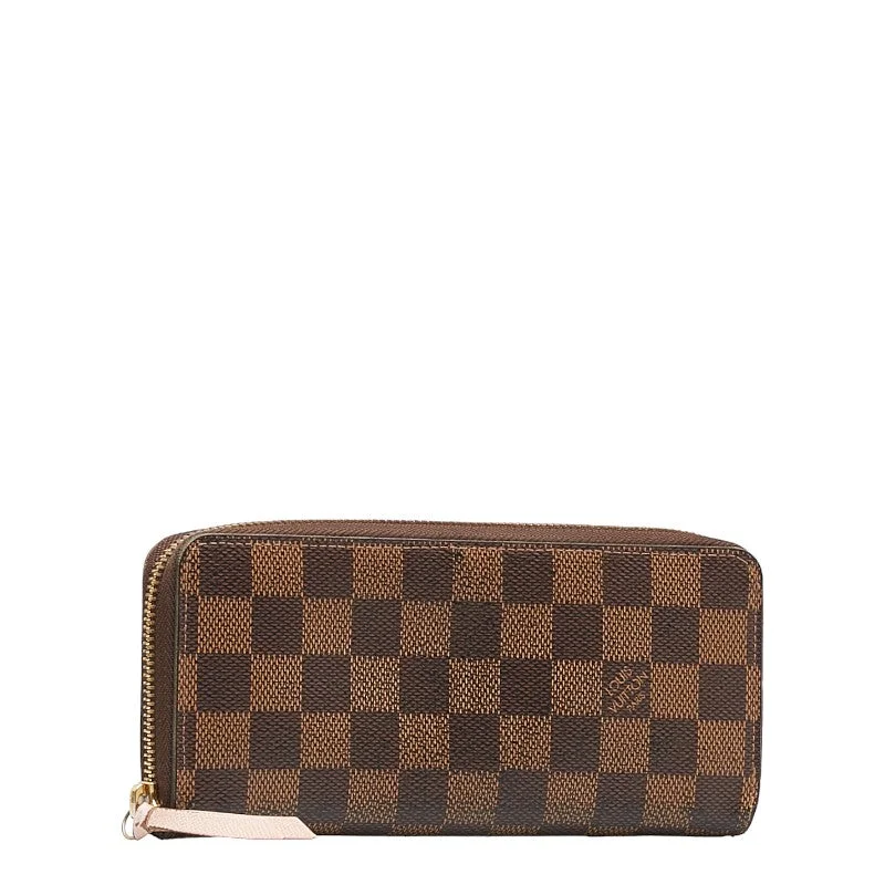 Louis Vuitton Damier Long Wallet Portefeuile Clemence N41626 Rose Pink Brown