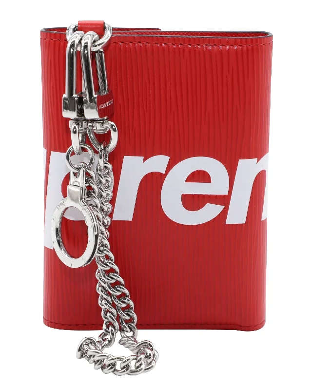 Louis Vuitton Red Leather Supreme Chain wallet accessories